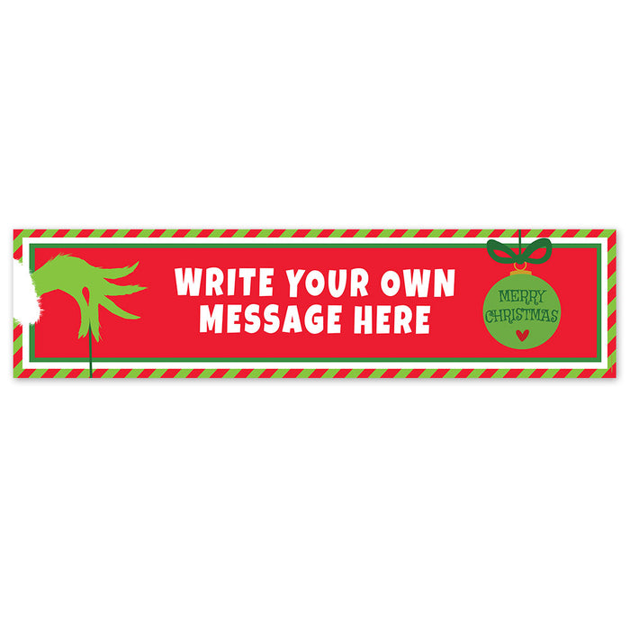 Personalised Mean Green Christmas Banner - 120cm x 30cm