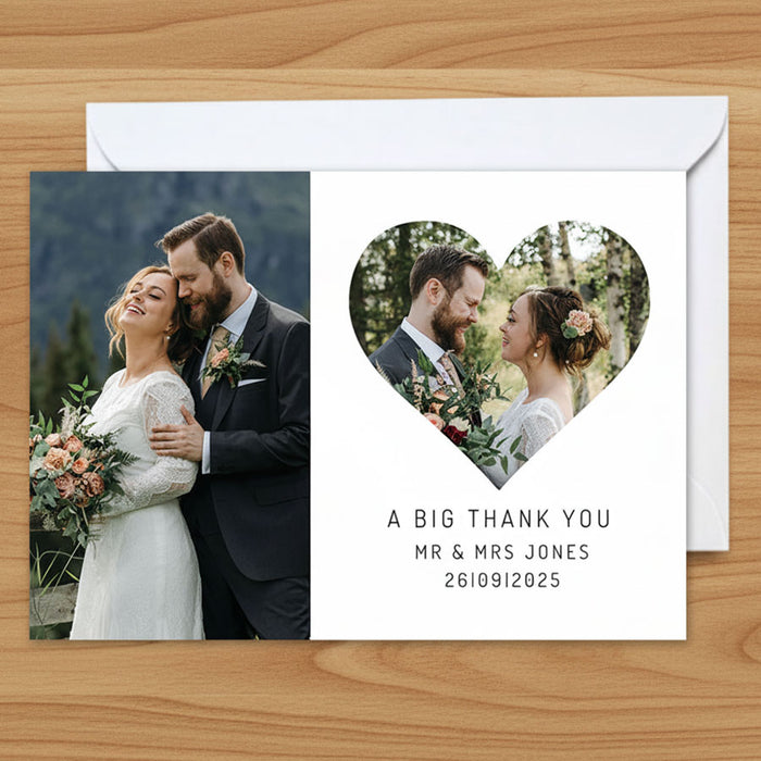 Personalised Multi 2 Photo Simple Landscape Thank you Cards - Pack of 8