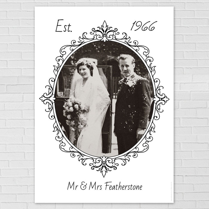 Personalised Ornate Frame Anniversary Photo Poster - A3