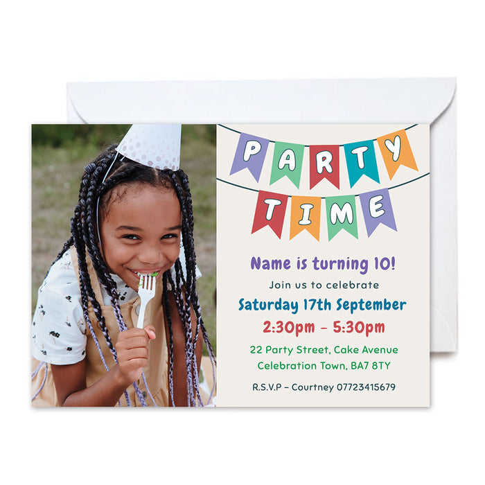 Personalised Photo Party Time Invite - Pack of 16