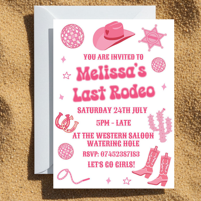 Personalised Pink Cowgirl Invitations - Pack of 16