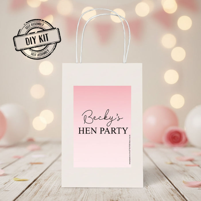 Personalised Pink Hen Party Paper Party Bags - Pack of 12