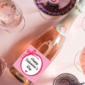 Personalised Red and Pink Bow Frame Valentine Wine Bottle Labels - Sheet of 4