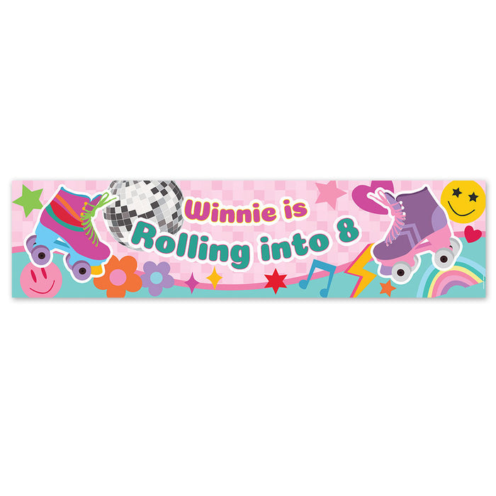 Personalised Roller Skate Party Banner - 120cm x 30cm