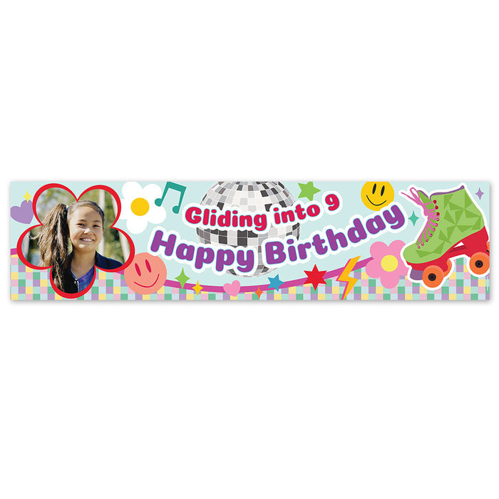 Personalised Roller Skate Party Photo Banner - 120cm x 30cm