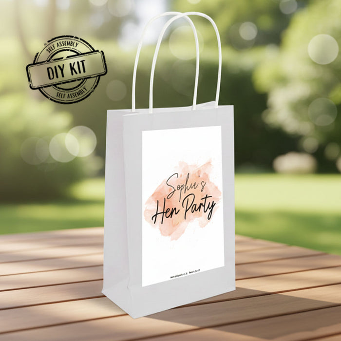 Personalised Rose Gold Blush Paper Party Bags - Pack of 12