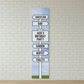 Personalised Signpost Banner Centred on White Brick Wall