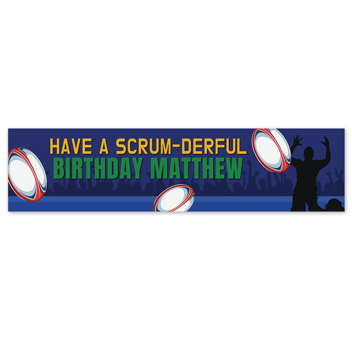Personalised Text Rugby Banner - 120cm x 30cm