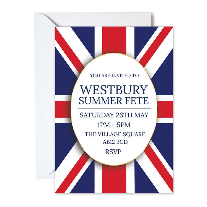Personalised Union Jack British Party Invitations - Pack of 16
