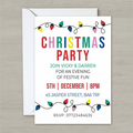 Christmas party invitation on grey wood