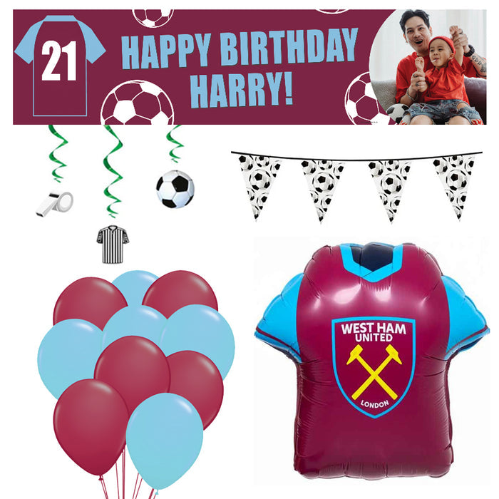 Personalised West Ham United FC Football Decoration Party Pack