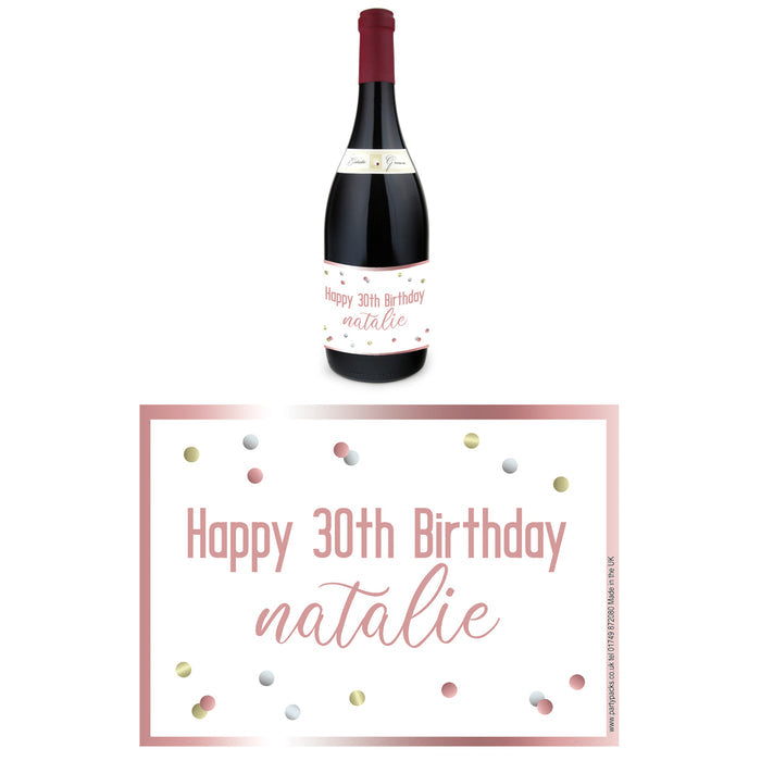 Personalised Wine Bottle Labels - Glitz Rose Gold - Pack of 4