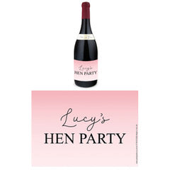 Personalised Wine Bottle Labels - Pink Hen Party - Pack of 4
