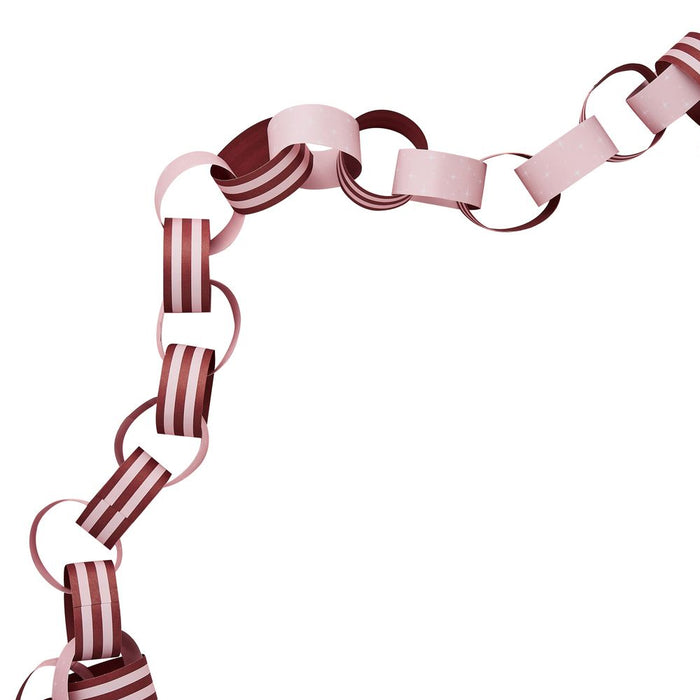 Pink and Red Stripe Paper Chains - Pack of 48