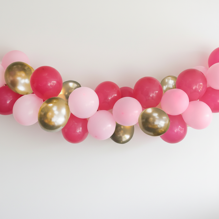 Pink and Gold Balloon Garland with Background