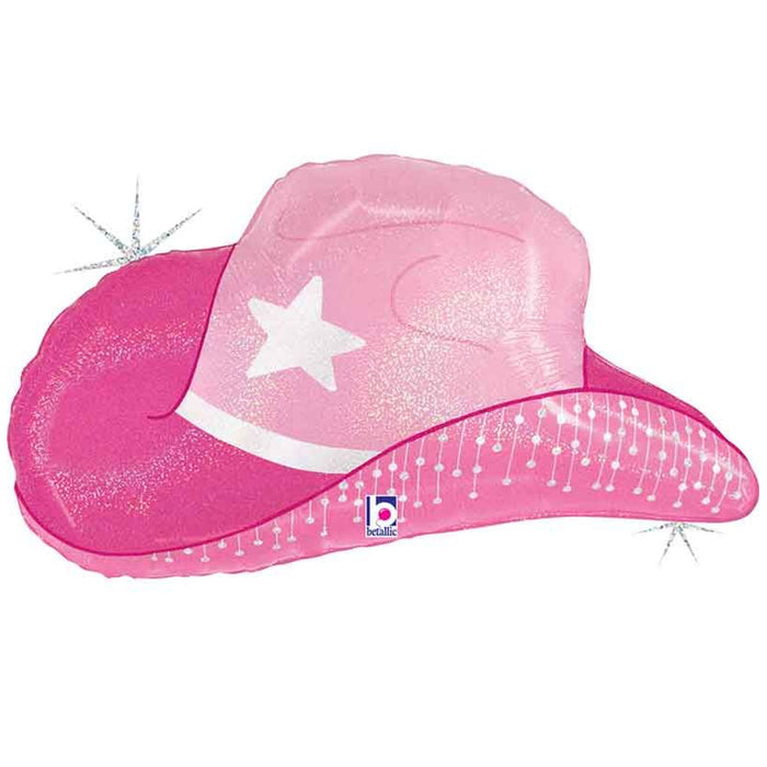 Pink Cowgirl Hat Shape Foil Balloon - 30"