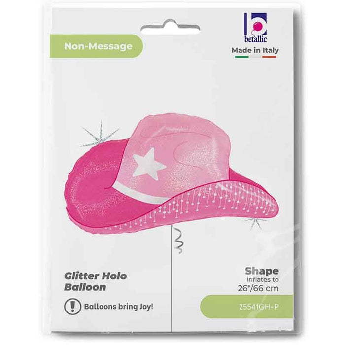 Pink Cowgirl Hat Shape Foil Balloon - 30"