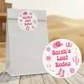 Pink Cowgirl Party Bags with Personalised Round Stickers - Pack of 12
