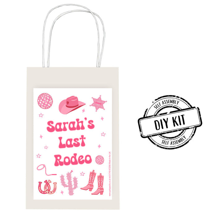 Pink Cowgirl Personalised Paper Party Bags - Pack of 12
