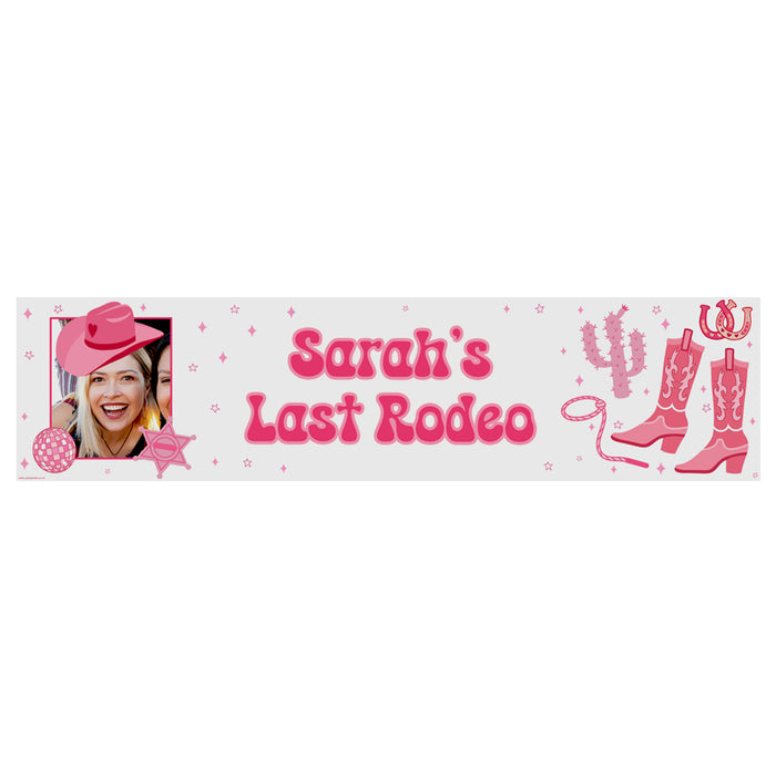Pink Cowgirl Personalised Photo Banner - 1.2m x 30cm