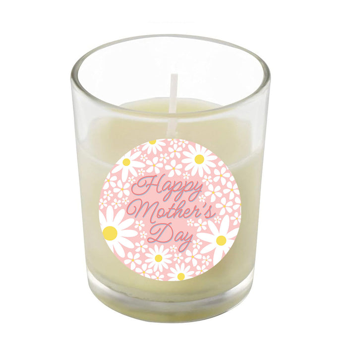 Pink Daisy Happy Mother's Day Unscented Candle In Glass Holder  - 6.5cm - Each