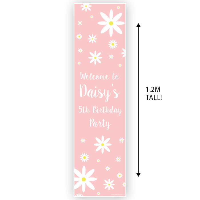 Pink Daisy Personalised Portrait Banner - 1.2m