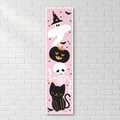 Pink Halloween Vertical Banner on White Brick Wall