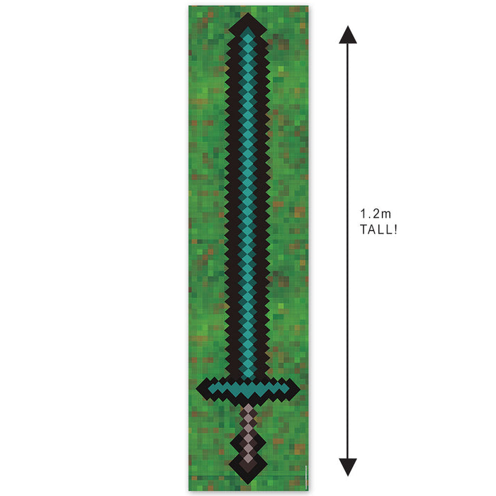 Pixel Blocks Sword Portrait Banner - 30cm x 120cm