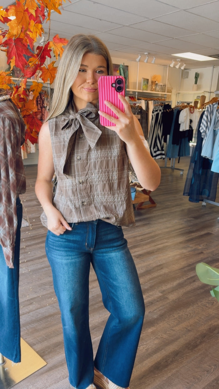 Plaid Bow-tie Top