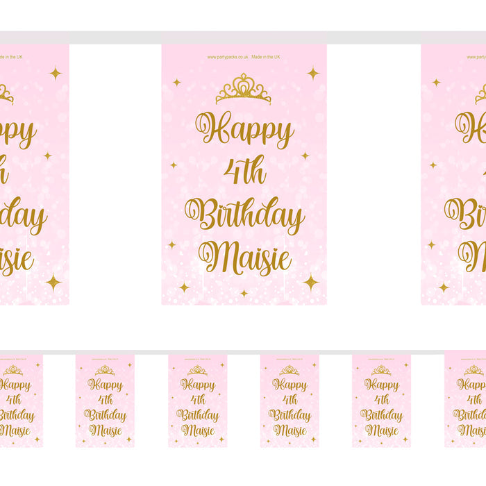 Princess Pink Sparkle Personalised Bunting – 3m