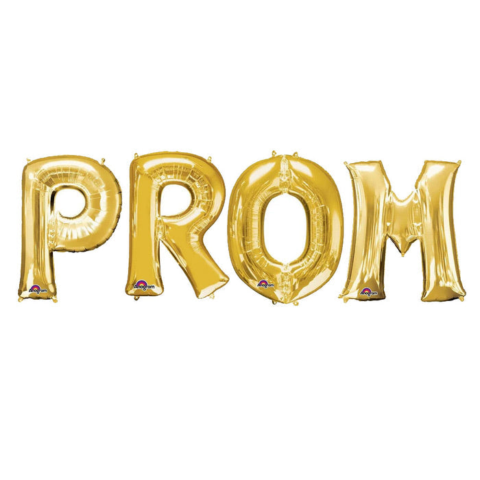 PROM Gold Air-Fill Letter Foil Balloons - 16"