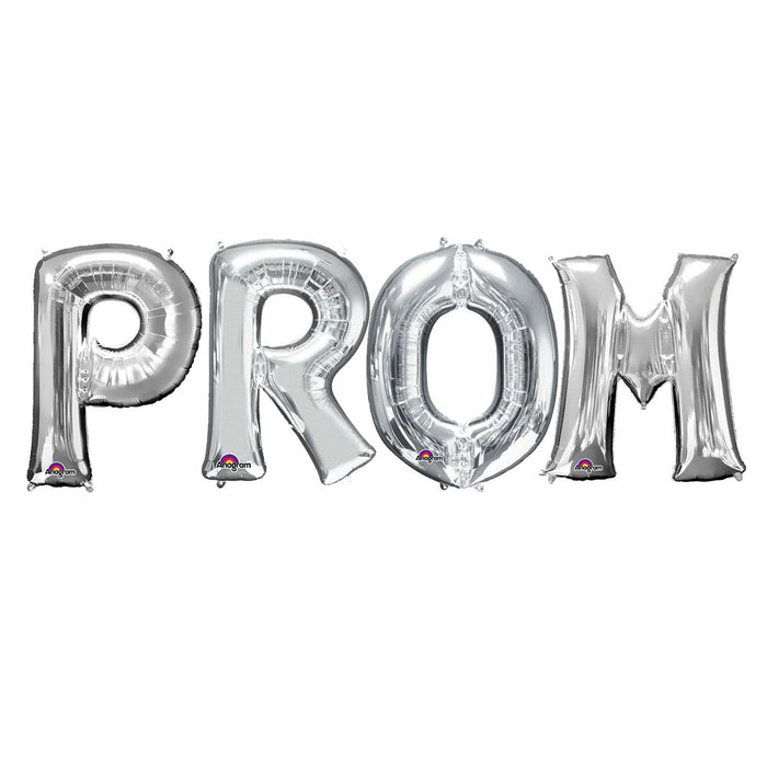 PROM Silver Air-Fill Letter Foil Balloons - 16"