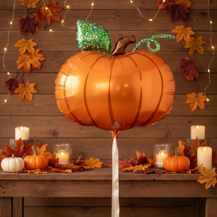 Pumpkin Satin Finish Foil Balloon - 25"