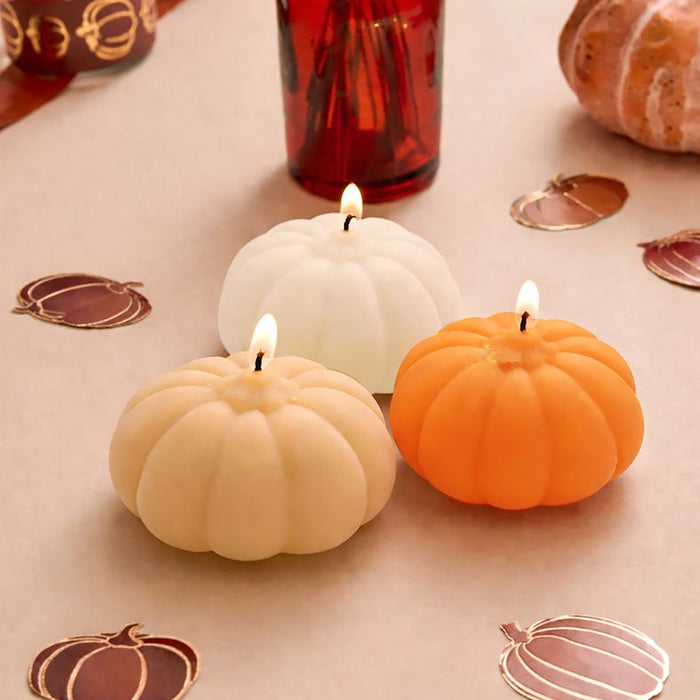 Pumpkin Wax Candles - Pack of 3