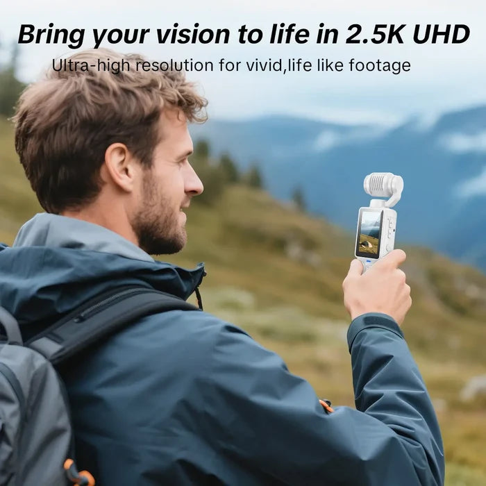 Q7 Rotating Lens 2.5K 100 MP Action Video Camera with Memory Card, White