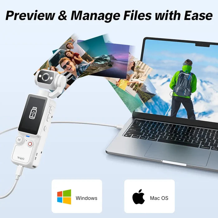 Q7 Rotating Lens 2.5K 100 MP Action Video Camera with Memory Card, White