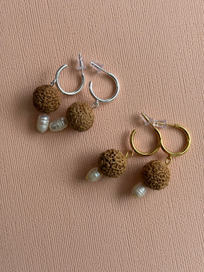 Quondong + pearl Hoops