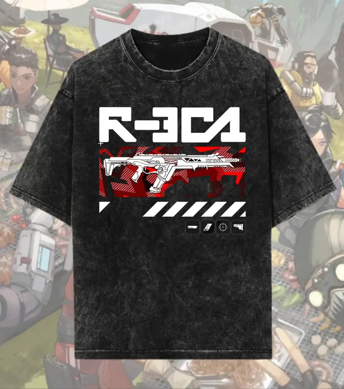 R-301 Carbine Tactical Tee – Apex Legends Inspired Gaming Oversized Acid-WashT-Shirt - Black / S - Apex legends