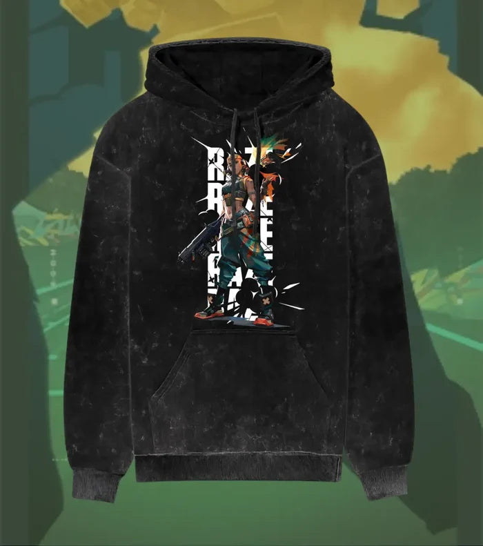 Raze – Blast Artist Valorant Acid Wash Hoodie | Premium Gamer Streetwear - Black / XS - Valorant