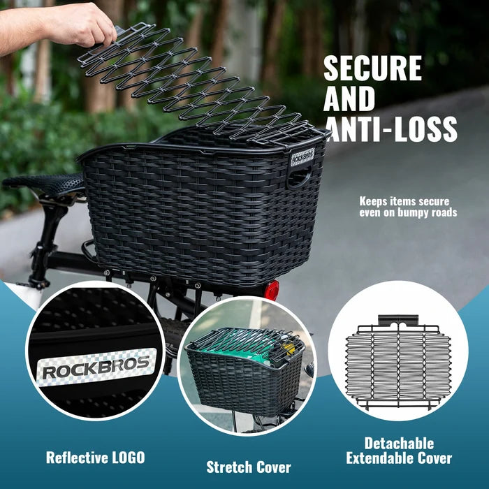 ROCKBROS rear rack bike basket large reflective 10kg load