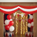 Red and White Fabric Drapes Simpler Background