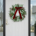 Red Berry Christmas Wreath With Red Velvet Bow - 50cm