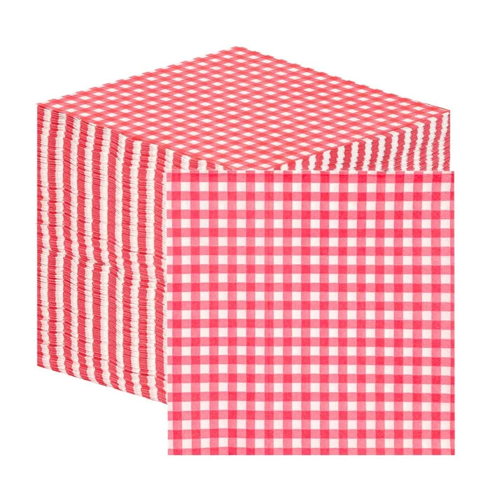 Red & White Check Napkins - 33cm - Bulk Pack of 100