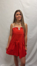 Red White Detail Mini Dress