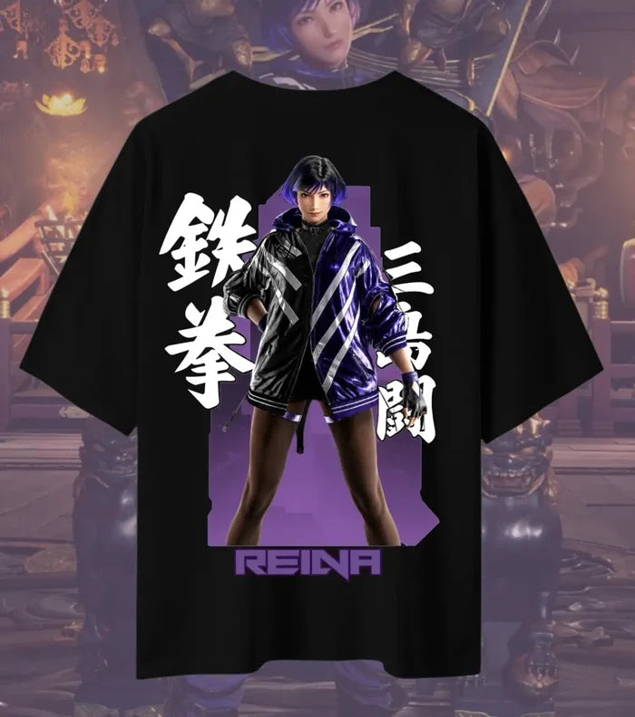 Reina Lightning Heir Tekken 8 T-Shirt | Premium Gaming Tee | Oversized Fit - 180GSM / Black / S - Tekken