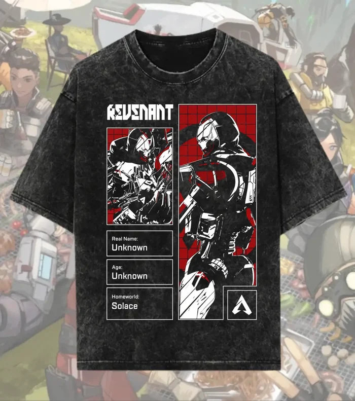 Revenant Shadow Protocol Oversized Acid-Wash T-Shirt – Apex Legends Inspired Streetwear - Black / S - Apex legends