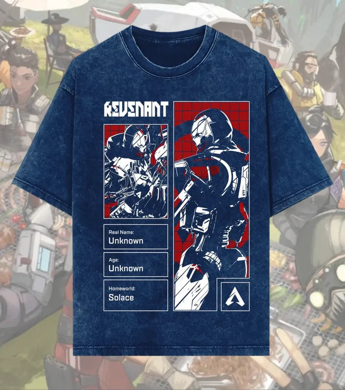 Revenant Shadow Protocol Oversized Acid-Wash T-Shirt – Apex Legends Inspired Streetwear - Navy / S - Apex legends