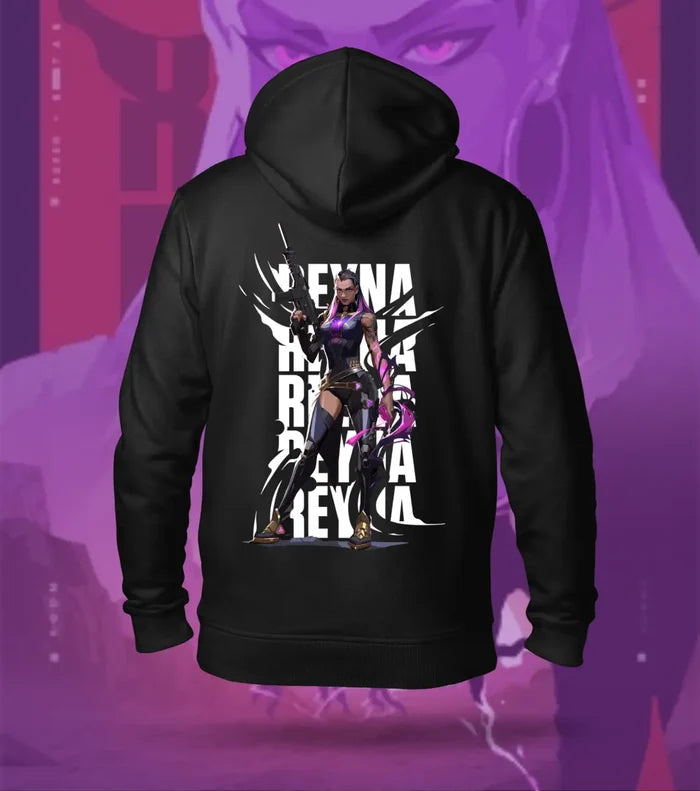 Reyna | Valorant – Empress of Shadows Regular Hoodie - Back (Duel Print) / Black / XS - Valorant