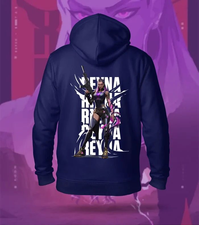 Reyna | Valorant – Empress of Shadows Regular Hoodie - Back (Duel Print) / Navy / XS - Valorant