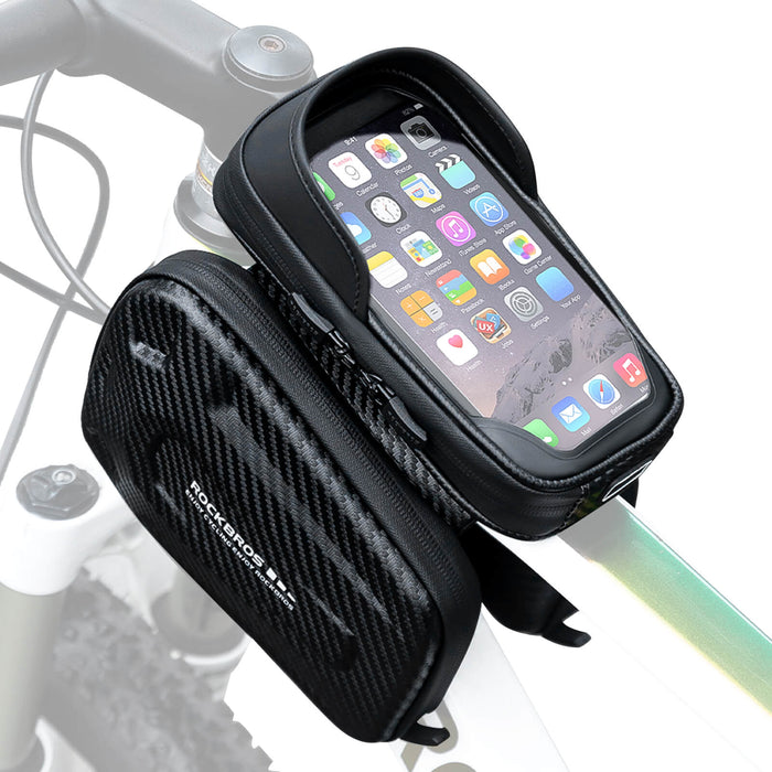 ​ROCKBROS Bike Frame Bag – Phone Storage with Touch Screen Access (Water-Resistant)